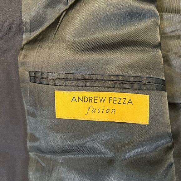 Andrew Fezza Fusion Stretch 100% Worsted Wool Sport Coat Blazer 48R Dark Blue - Picture 5 of 10